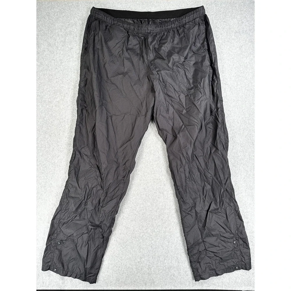 Patagonia Nylon Windbreaker Pants Snap Ankle Lightweight Black Mens Large Y2K